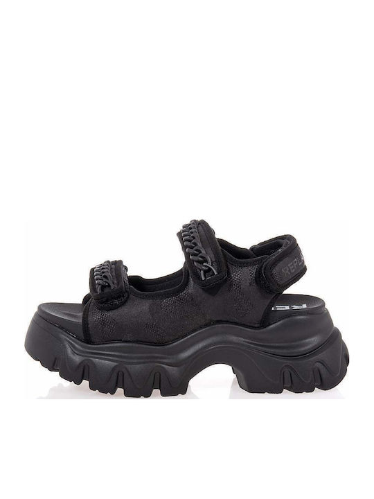 Juyce Chain Γυναικεία Σανδάλια Sporty Μαύρα