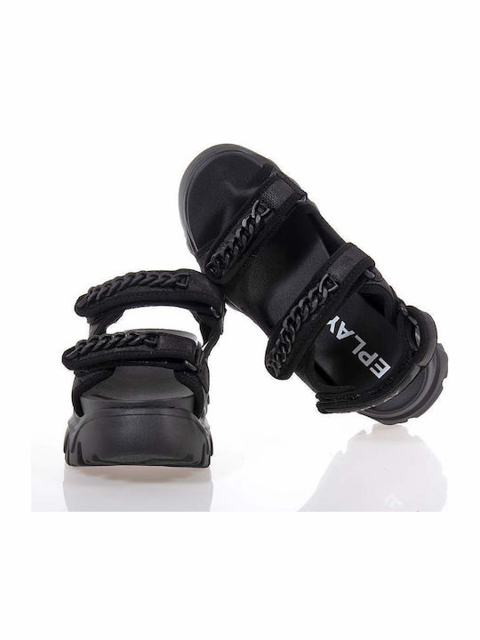 Juyce Chain Γυναικεία Σανδάλια Sporty Μαύρα
