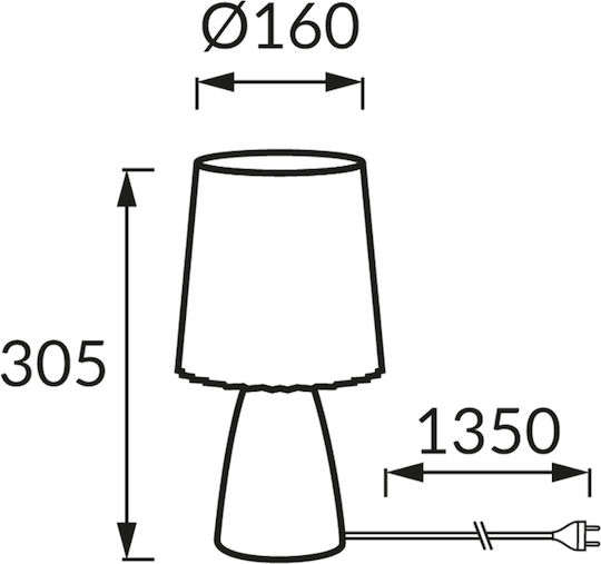 Struhm Keramik Tischlampe für Fassung E14 mit Weiß Schirm und Basis