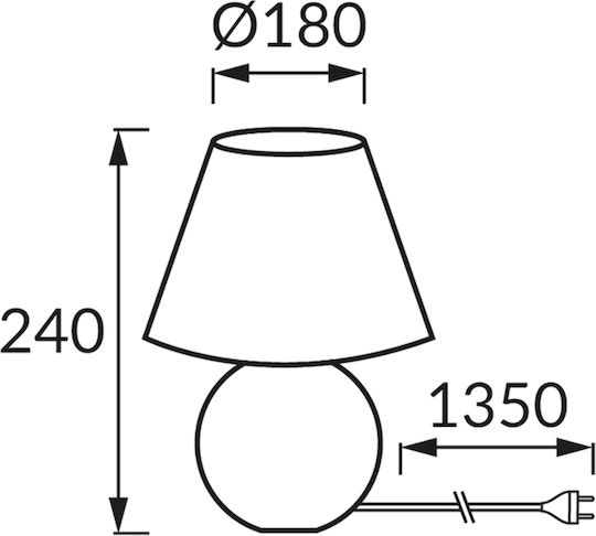 Struhm Keramik Tischlampe für Fassung E14 mit Weiß Schirm und Basis