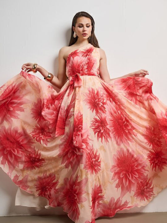 Summer Maxi Dress for Wedding Christening Satin Red