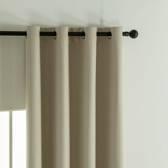 Beauty Home Затъмняваща Пердета с Копчета Soft Art 8391 Бежова 140x270см