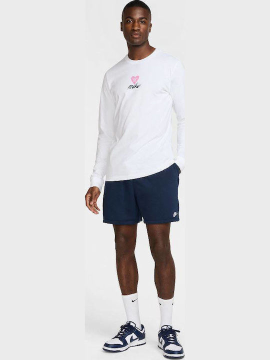 Fn3520-451 Nike Club Herren Flow French Terry Shorts Obsidian Weiß Farbe