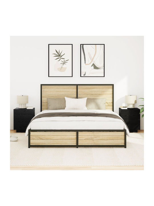 Noptiere din Lemn Masiv Black oak 2buc 45x40x55cm