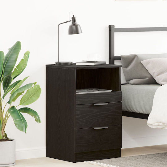 Wooden Bedside Table Black Oak 40x35x65cm