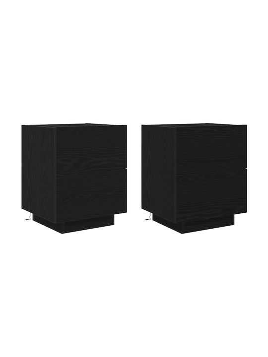 Noptiere din Lemn Masiv Black oak 2buc 45x40x55cm