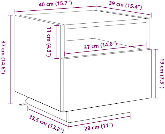 Nachttisch Brown Oak 40x39x37cm