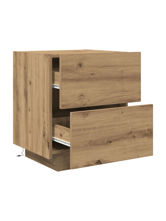 Noptiere Lemnoase Stejar maro 2buc 45x40x55cm