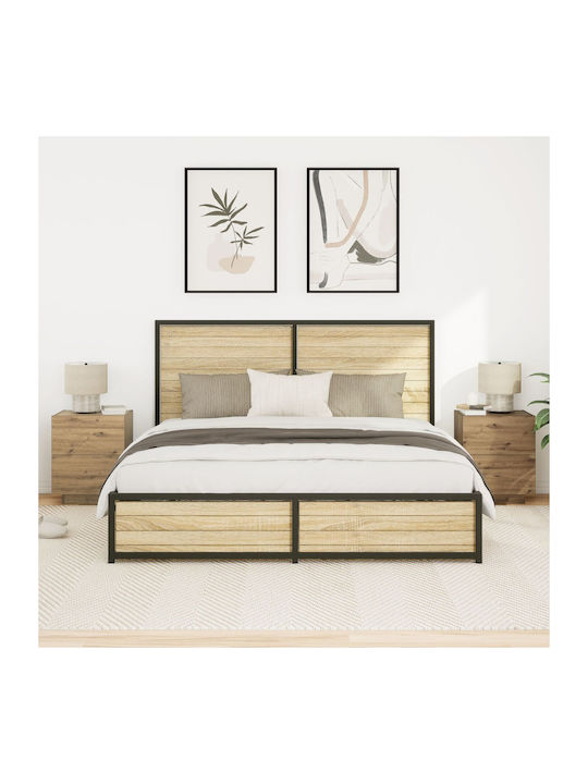 Noptiere Lemnoase Stejar maro 2buc 45x40x55cm