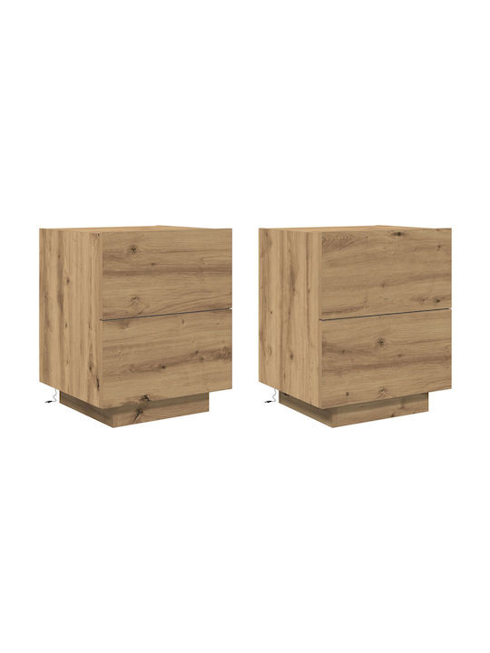Noptiere Lemnoase Stejar maro 2buc 45x40x55cm