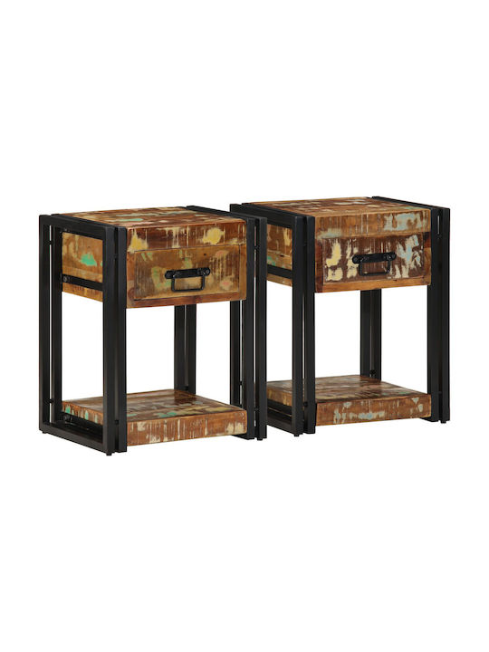 Κομοδίνα από Μασίφ Ξύλο Πολύχρωμα 2τμχ 40x35x50cm 4016691