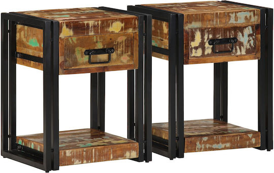 Κομοδίνα από Μασίφ Ξύλο Πολύχρωμα 2τμχ 40x35x50cm 4016691