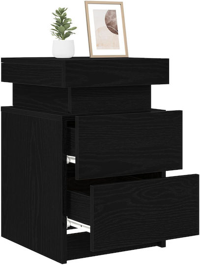 Wooden Black Oak Bedside Tables 2 Pieces 35x39x55cm