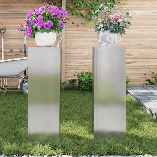 vidaXL Ανθοστήλες Μεταλλικές Ασημί 24x24x75εκ. 2τμχ