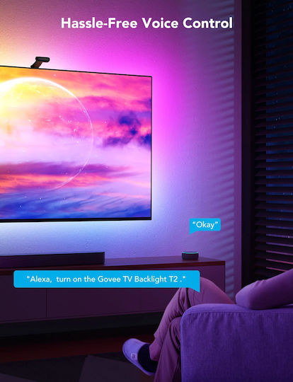 Govee Smart Ταινία LED Backlight T2 Wi-Fi Τηλεόρασης 12V RGB Φως 5m με Τροφοδοτικό & WiFi Controller