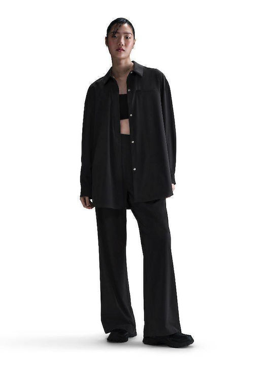 Hm8385-010 Nike Dri-fit Oversized Long-sleeve Shirt Black Smoke Grey Color