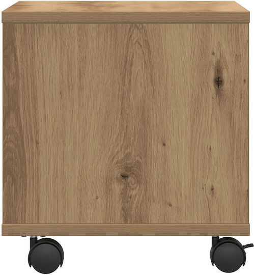 Vidaxl Printer Stand with Wheels Artisan Oak 41x32x33.5 cm Brown