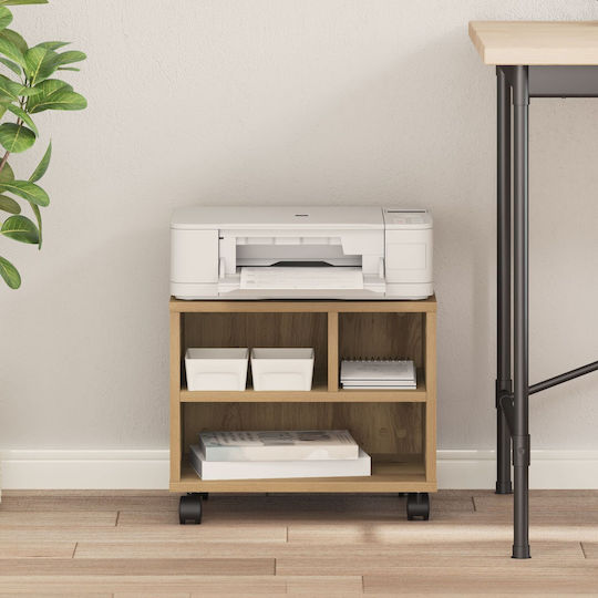 Vidaxl Printer Stand with Wheels Artisan Oak 41x32x33.5 cm Brown
