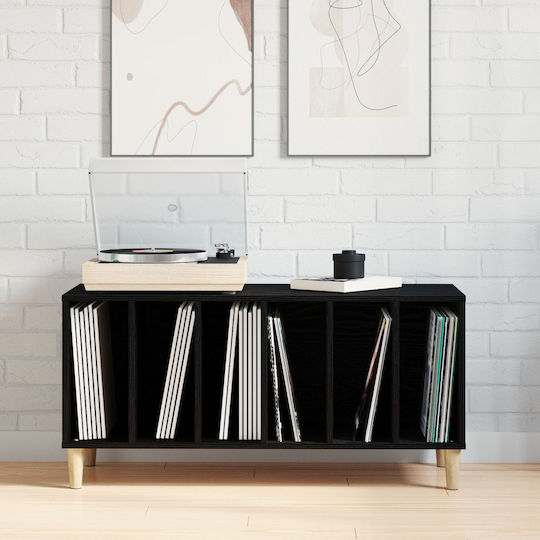Vidaxl Record Cabinet Black Oak 100x38x48 cm Engineered Wood