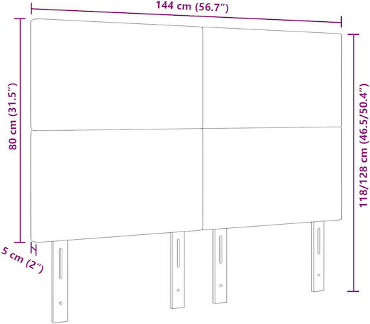 vidaXL Stoff-Kopfstütze für Betten Dunkelgrau 144x128cm