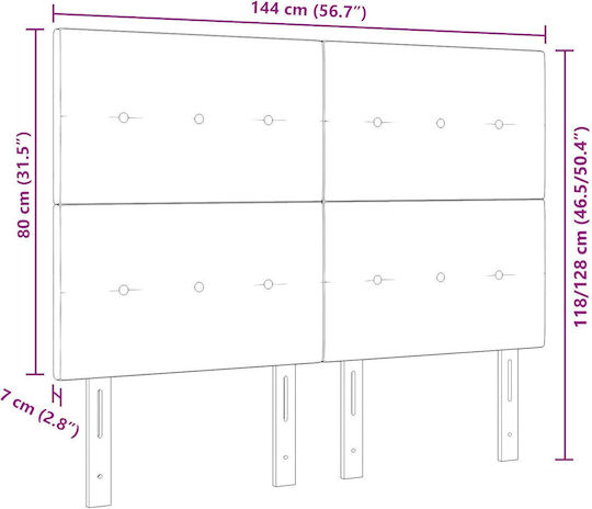 vidaXL Stoff Kopfstütze für Betten Dunkelgrau 144x128cm