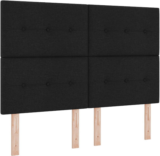 vidaXL LED Bed Headboard Fabric Black 144x128cm