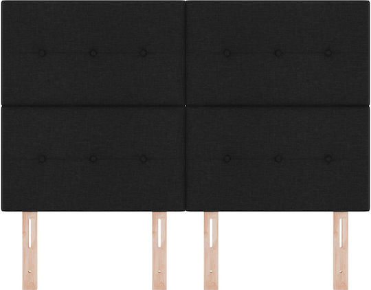vidaXL LED Bed Headboard Fabric Black 144x128cm