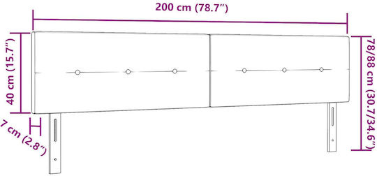 vidaXL Cap de pat din Material Textil Gri 200x7x88cm