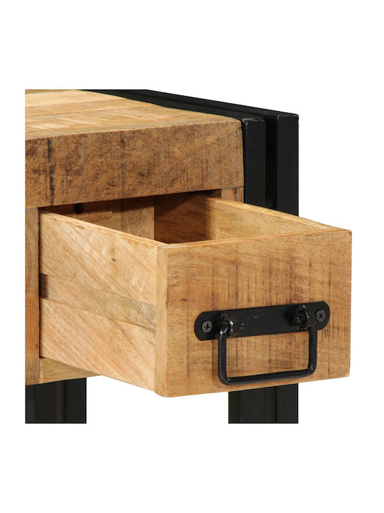 Square Side Coffee Table Made of Solid Wood with Drawers Black W30xL30xH40cm