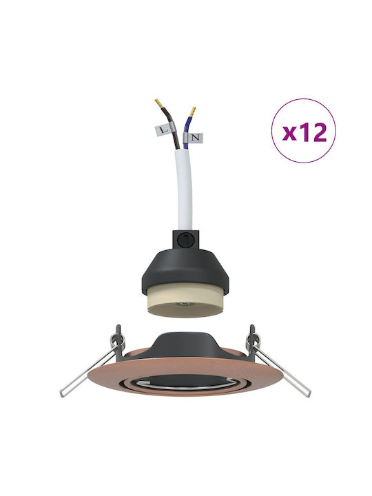 vidaXL Rectangle Plastic Recessed Spot with Integrated LED and Warm White Light Copper 9x9cm. 1pcs