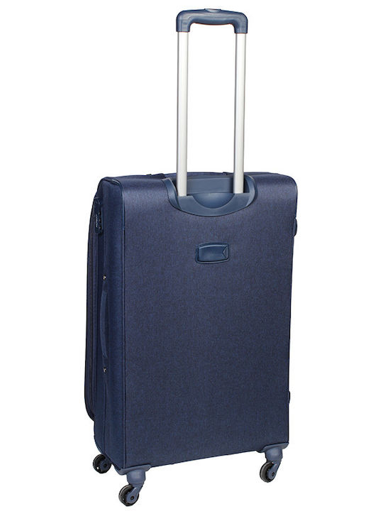 Keskor Medium Fabric Travel Suitcase Blue with 4 Wheels Height 68cm