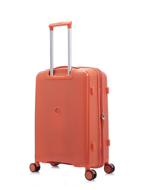 RCM Large Travel Suitcase Hard Orange with 4 Wheels Height 75cm