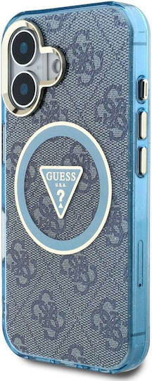 Guess Triangle Umschlag Rückseite Silikon Blau (iPhone 16)