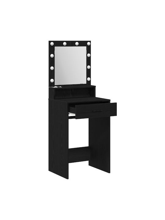 Floor-Standing Makeup Dressing Table Wooden Black Oak with Mirror 50x41x135cm