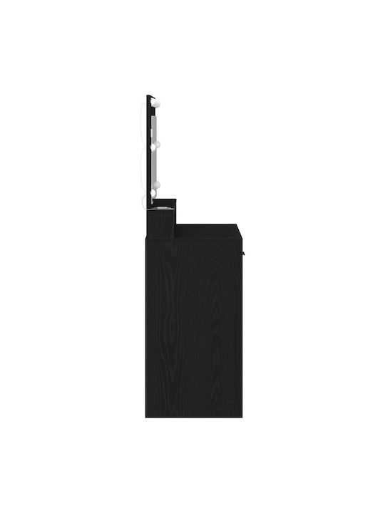 Wooden Makeup Dressing Table Black Oak with Mirror 79x41x135cm