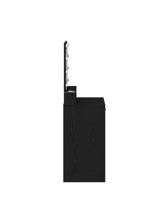 Floor-Standing Makeup Dressing Table Wooden Black Oak with Mirror 50x41x135cm
