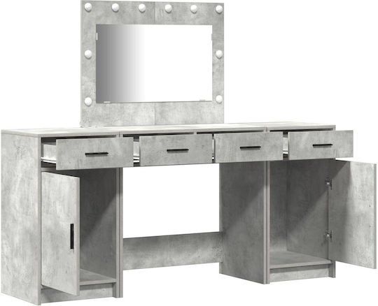 Masă De Toaletă De Podea Din Lemn Gri Cu Oglindă 78.5x41x135cm
