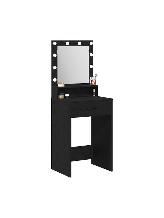 Floor-Standing Makeup Dressing Table Wooden Black Oak with Mirror 50x41x135cm
