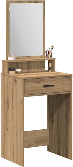Floor-Standing Makeup Dressing Table Wooden Artisan Oak with Mirror 50x41x140cm