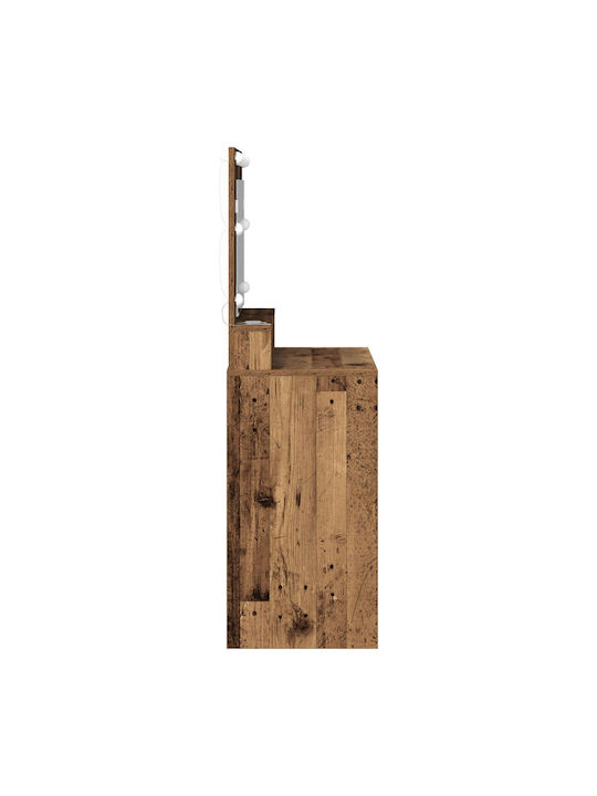 Floor-Standing Makeup Dressing Table Made of Solid Wood Old Style with Mirror 79x41x135cm