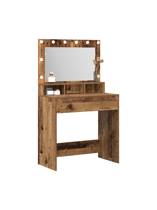 Floor-Standing Makeup Dressing Table Made of Solid Wood Old Style with Mirror 79x41x135cm