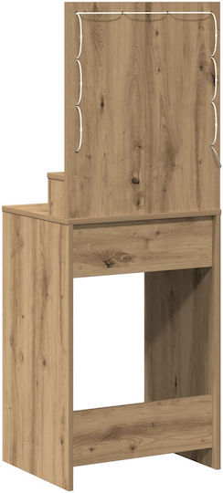 Bodenstehende Schminktisch Schlafzimmer Holz Braun mit Spiegel 50x41x135cm