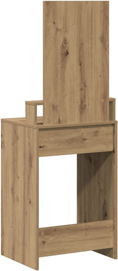 Floor-Standing Makeup Dressing Table Wooden Artisan Oak with Mirror 50x41x140cm