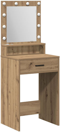 Bodenstehende Schminktisch Schlafzimmer Holz Braun mit Spiegel 50x41x135cm