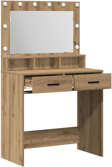 Masă De Toaletă De Podea Din Lemn Artisan Oak Cu Oglindă 79x41x135cm