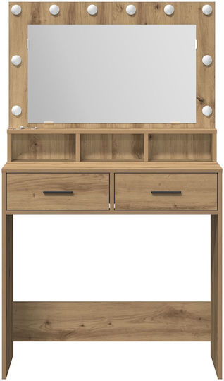 Masă De Toaletă De Podea Din Lemn Artisan Oak Cu Oglindă 79x41x135cm