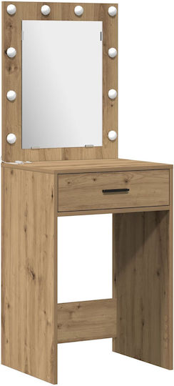 Bodenstehende Schminktisch aus Massivholz Laako Eiche mit Spiegel 50x41x135cm