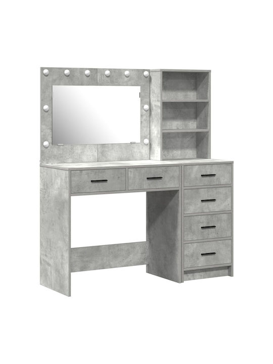 Floor-Standing Makeup Dressing Table Wooden Grey with Mirror 40x40.5x135cm