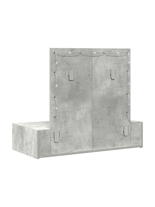 Wall-Mounted Makeup Dressing Table Wooden Grey Concrete with Mirror 83x40x70cm
