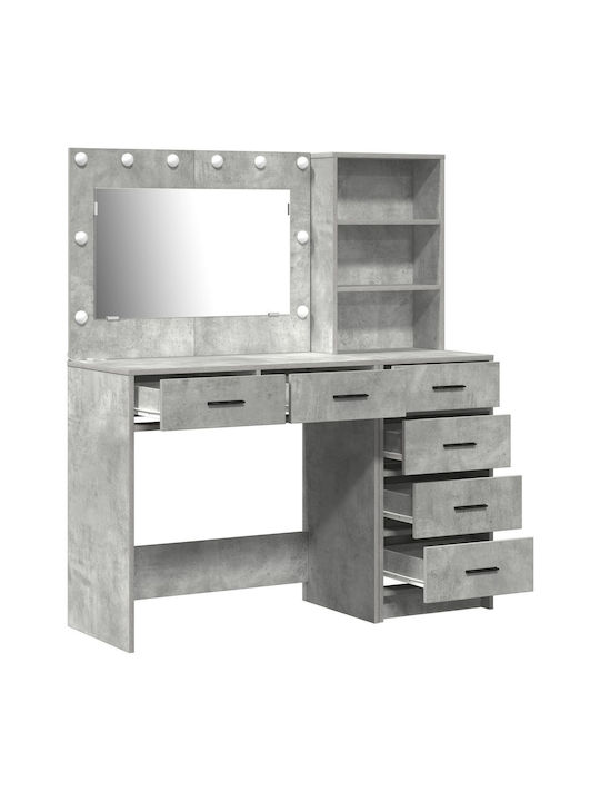 Floor-Standing Makeup Dressing Table Wooden Grey with Mirror 40x40.5x135cm